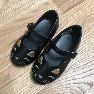 Gymboree Cat Flats Sz 5 Black Gold